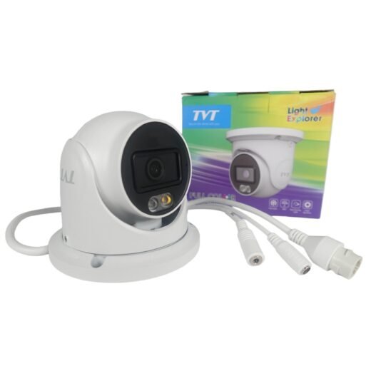 Cámara IP Domo 8MP TVT Color 24/7 con micrófono integrado. A prueba de agua, modelo: TD-9584S4-C(D/PE/AW2)