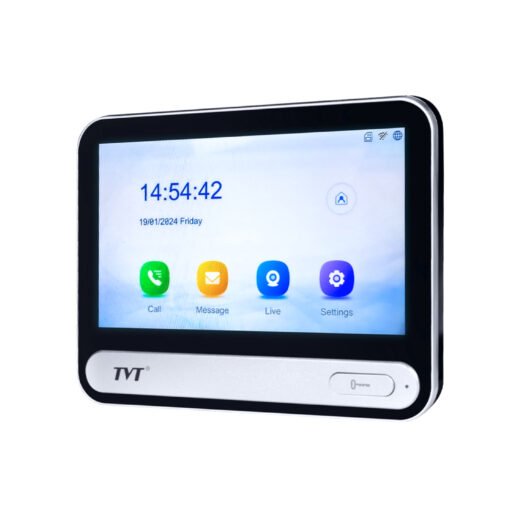Pantalla 7 pulgadas touch TD-E2137-PE/TP/WF para intercomunicacion con audio y video con apertura de hasta dos puertas.
