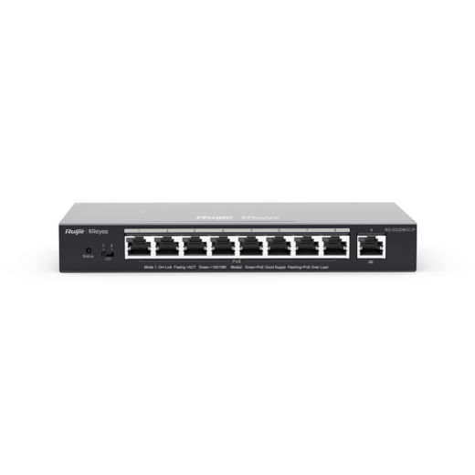 Switch PoE 9 puertos gigabit / 8 PoE RG-ES209GC-P manejado por nube inteligente