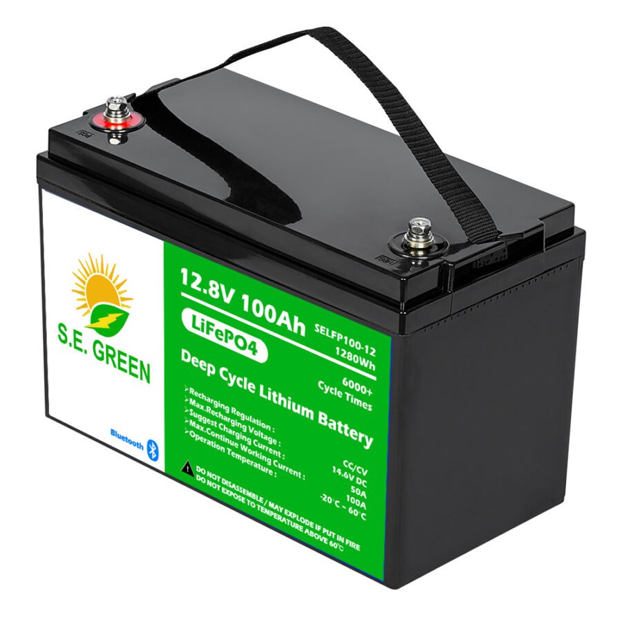 Batería Litio LiFePO4 (libre de mantenimiento) S.E Green 12 Voltios 100 Ah